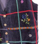 Petite Sophisticate Vintage Embroidered Cotton Vest Floral Patchwork 1990s M Photo 5