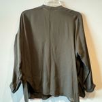 Vince  silk V-neck loose fit blouse in army green size XS Photo 2
