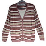 Alfred Dunner  Petite Cardigan Top Set Striped Acrylic Knit Sweater PM Photo 0