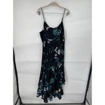 Banana Republic Floral Ruffle Midi Dress Women 14 Black Bohemian Preppy Peasant Photo 2