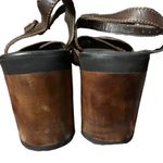 Candie's Vintage Rare Y2K Wooden Platform Leather Sandals Size 9 Photo 5