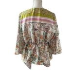 ZARA NWT V-Neck Asymmetrical Hem Tie Waist floral Paisley boho Satin Top S Photo 2