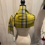 Cute citron avocado plaid stripe super soft scarf 13x74 fringe Yellow Photo 9