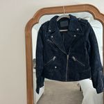 BLANK NYC  Moto Jacket Navy Blue Suede Photo 1