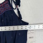 Free People Blue Embroidered Tassel Tank Top Boho Sleeveless Blouse Size L Photo 1