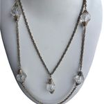 Antique/Vintage Art Deco Flapper Crystal Drop Necklace Long Layered Chain Silver Photo 3