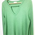 Anthropologie , green T.La Nadia cut out neck waffle knit long sleeve top. Photo 2