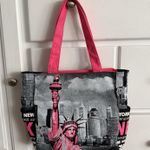 Robin Ruth New York Statue of Liberty Tote Bag Pink & Black Zip Top Photo 1