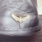 Leather vintage shapeable cowboy hat leather suede belted Harley Davison pin Black Photo 8