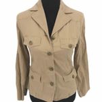 Petite Sophisticate Button Down Jacket Tan Size 6 Petite Photo 3