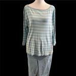 Mossimo supply co size XL light and medium blue striped 3/4 sleeve T Photo 1