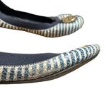 Tory Burch Caroline 2 Snake-Print leather Ballet Flat Navy/Ivory striped 8.5 Photo 7