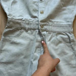 ZARA NWT  Metallic Denim 100% Cotton DustyBlue Shimmer Short Romper 6929/201 Sz S Photo 10