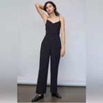 Anthropologie Maeve Flare Leg Tuxedo Jumpsuit Black Size 8 Photo 2
