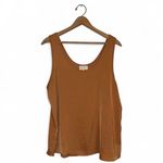 MELLODAY  Women's Brown‎ Satin Tank Top Size L Sleeveless Scoop Neck Photo 3