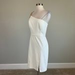 AQUA One Shoulder Beaded Double Strap Mini Sheath Cocktail Dress White Size 14 Photo 3
