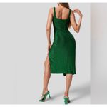 Halara Brand New  Women's Size Small Metallic Green Midi Dress with Slit Photo 1
