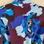 Who What Wear Blue Floral Long Sleeve Tie Waist High Neck Shoulder Button Dress Photo 8