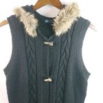 Relativity  L Hoodie Wool Blend Toggle Fur Trim Knit Vest Photo 6