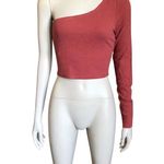 Me to We  Red One Shoulder Long Sleeve Crop Top Photo 1