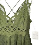 Free People NWT Free People Adella Lace Peplum Cami Green Boho Festival Bridal Top Small Photo 6