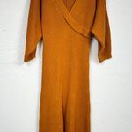 Mara Hoffman  Samira Ochre Ribbed Knit Midi Sweater Dress Womens M Brown Preppy Photo 2