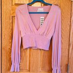 Urban Outfitters  Women's Pink Rose Cropped V-Neck Blouse Size M NWT Photo 0