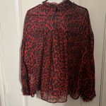 ZARA Red Animal Print Sheer Blouse Photo 1