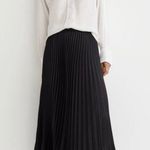H&M Satin Navy Blue Pleated Midi Skirt Photo 0