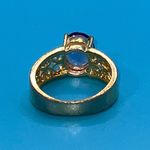 Vintage HGE Ornate Electroplated Gold & Oval Amethyst Ring Size 7 Purple Photo 8