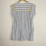 Uncle Frank Blue and White Striped Yellow Embroidery Boho Tassel Dress Photo 11