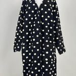 Farm Rio NWOT  Black White Polka Dot Fleece Cardigan Wool Blend Midi Coat Size L Photo 3