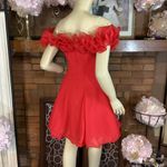Lillie Rubin VINTAGE 1990'S RED ROSETTE & TULLE MINI PARTY DRESS (6) Photo 6