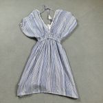 Blue Island Cover Up Dress S Striped V Neck Tassel Accents Smocked Waist Beach Photo 1