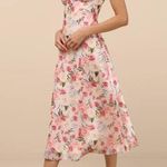 Lulus  - Alaia Floral Satin Backless Midi Dress in Pink Peach & Green Photo 5