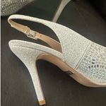 Lauren Lorraine Rachel Silver Shimmer Pointed Toe Embellished Slingback Pumps Photo 7