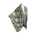 Knox Rose  Woman’s XL/XXL Kimono‎ Cardigan Turquoise Floral Boho Open Front Photo 2