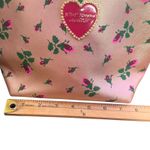 Betsey Johnson  Rose Gold Rosebuds T Bottom Clam Pouch Makeup Bag Hearts Pink Photo 7
