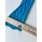 VTG Y2K American Attitudes sweater sz Med cropped flare sleeve crochet wrap blue Photo 7