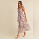 Petal and Pup Floral Lavender Grey Chiffon Maxi Dress Size M C49 Photo 0