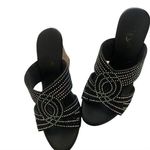 Black and Silver Rhinestone Wedge Sandals size 6.5 Photo 0