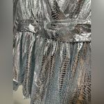 Endless Rose NWT Faux Snake | Animal Print Silver Metallic Long Sleeve Romper Photo 3