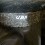 Vintage Charcoal Gray Herringbone Wool Coat w/ Velvet Collar Double Breasted L Gray Size L Photo 5