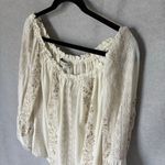 Hale Bob  Blouse Top Embroidered Peasant Floral Metallic size L Boho Gauze Photo 2