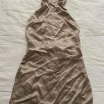 High neck backless gold satin micro mini dress size small Photo 0