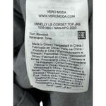 VERO MODA  Nelly Ruched Knit Shirt Corset Top Gray Size Medium Long‎ Sleeve NWT Photo 5