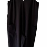 Athleta  Jumpsuit Black Lightweight Wide Leg Y2K  Pockets V Neck Belt Hooks SZ M Photo 0