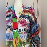 Vintage Paula Sweet Muslin Mink Fringe Floral Jacket, Size Small Blue Photo 1