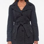 Jones New York New! Women's Belted Sweater Fleece Coat Hood Black Tweed Small Photo 4