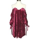 AO Wine Red Crushed Velvet Loose Off Shoulder Dress Size Small NWT Photo 2